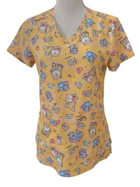koi Artist Series Design by Emily Chan Kawaii Shiba Scrub Pastel Yellow XS